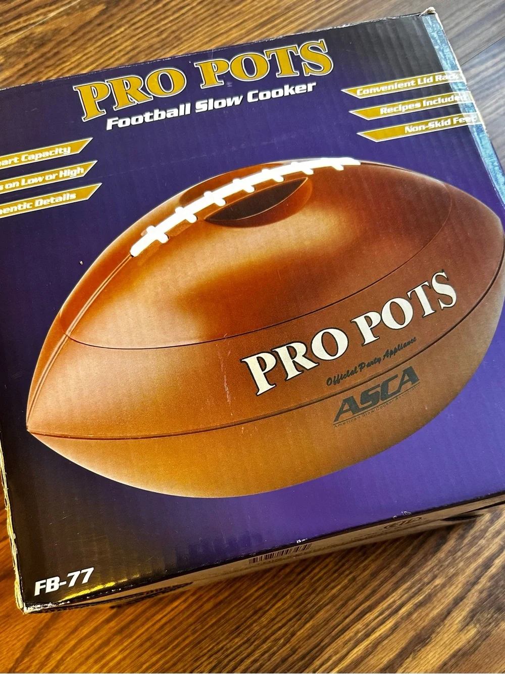 Pro Pots Football Slow Cooker - Brown Football Design 1.5 QT. New in Box